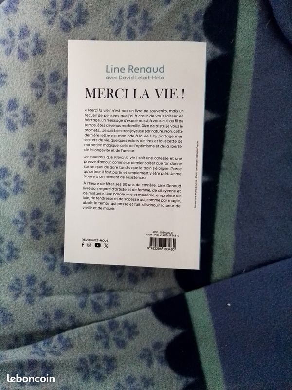 Livre "merci la vie "Linéaire Renaud" (image 2)