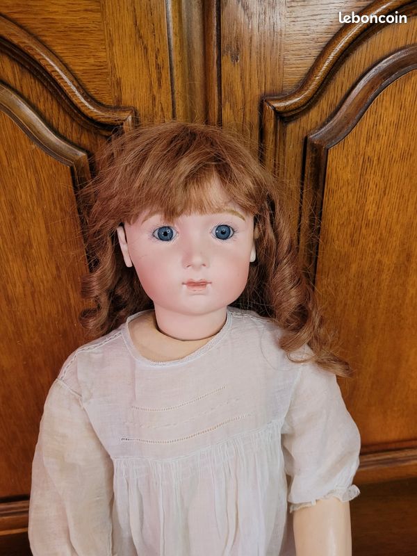 POUPÉE ANCIENNE TÊTE BISCUIT TANAGRA VERS 1918 - 54 cm - BON
