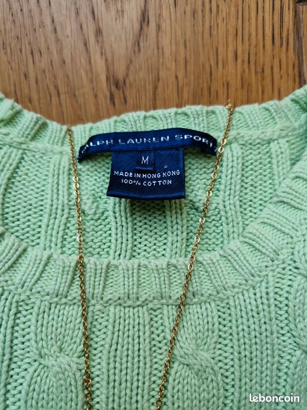 Pull torsadé Polo Ralph Lauren femme M vert menthe pastel (image 5)