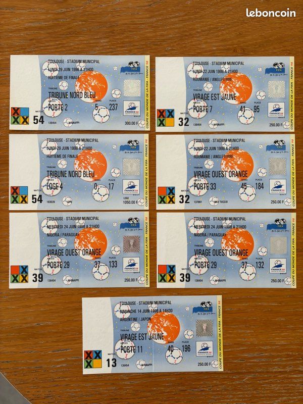 Ticket Coupe du monde World Cup 1998 BELGIQUE V COREE SUD Match 41