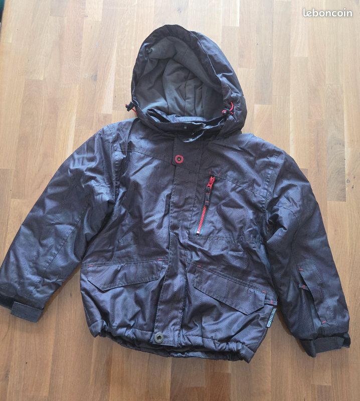 Veste de ski marron à motifs abstraits beige – 8 ans (image 1)
