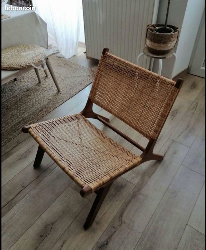 Fauteuil en teck et rotin (image 2)