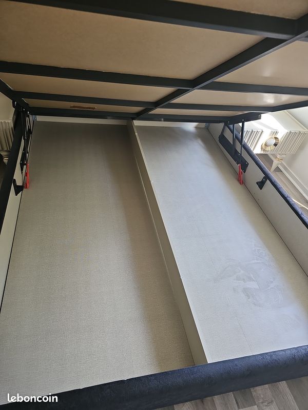 Ensemble lit coffre design +matelas prémium + 2 tables de chevet- occasion en or (image 4)