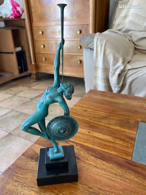 Statue Jéricho En Métal Blanc – Raymond Guerbe (Fayral) – XXème Siècle – Art Déco
