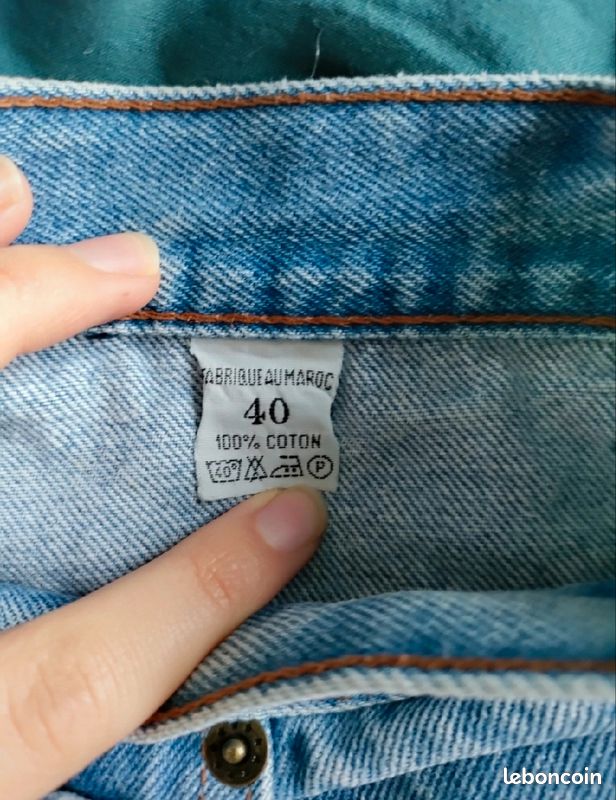Jean court vintage bleu clair Taille 40 100% coton (image 3)
