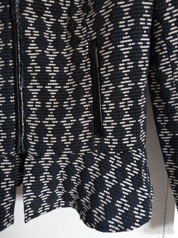Veste blouson jacquard Morgan noir écru vinyle taille 40 M TBE (image 6)