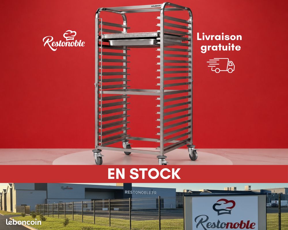 ⭐⭐⭐ STOCK ⭐⭐⭐ Chariot à échelles inox compatible GN 1/1 et 600x400 mm - 15 niveaux PREMIUM - GOLDINOX (image 1)