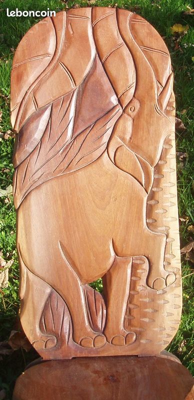 Chaises africaines artisanales motif éléphant - Lot de 2 (image 2)