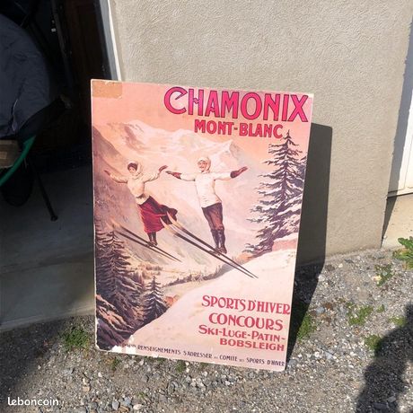 Plaque métal publicitaire 30x40cm bombée : chamonix mont-blanc - Plaque