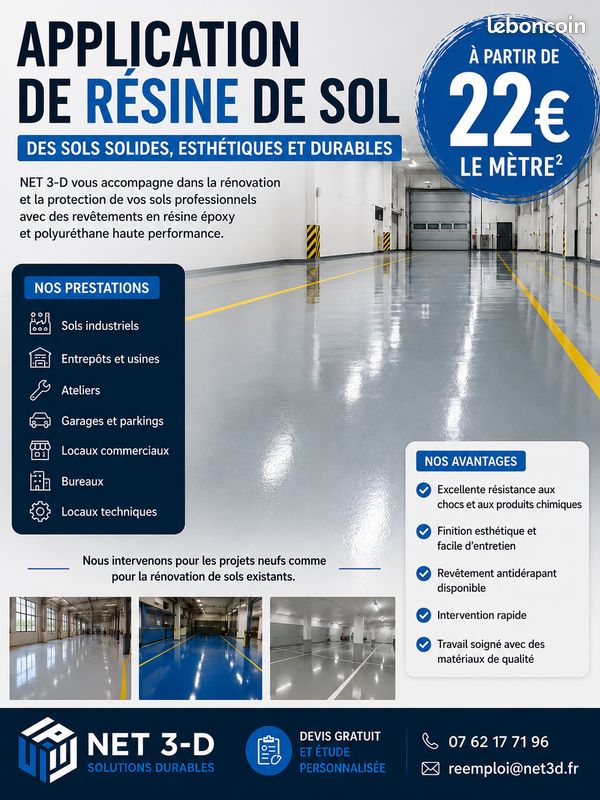 Application de résine de sol époxy – Sols industriels, garages et entrepôts (image 1)