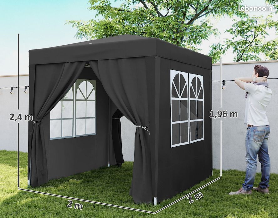 Tonnelle pliante 200x200x240cm Noir - Neuf - Livraison gratuite en France â â â (image 2)