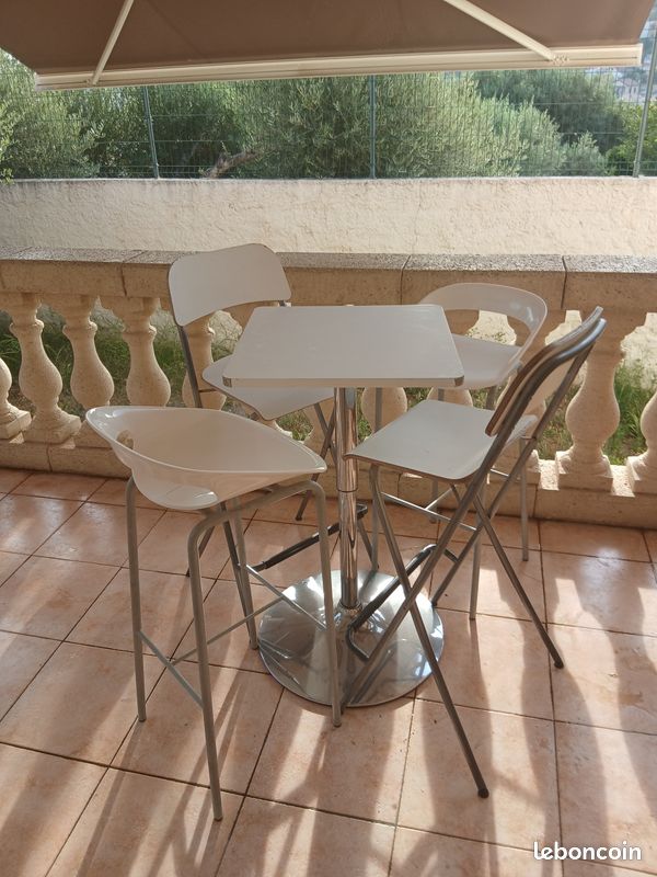 Ensemble table haute de bar reglable avec 4 chaise tabouret (image 6)