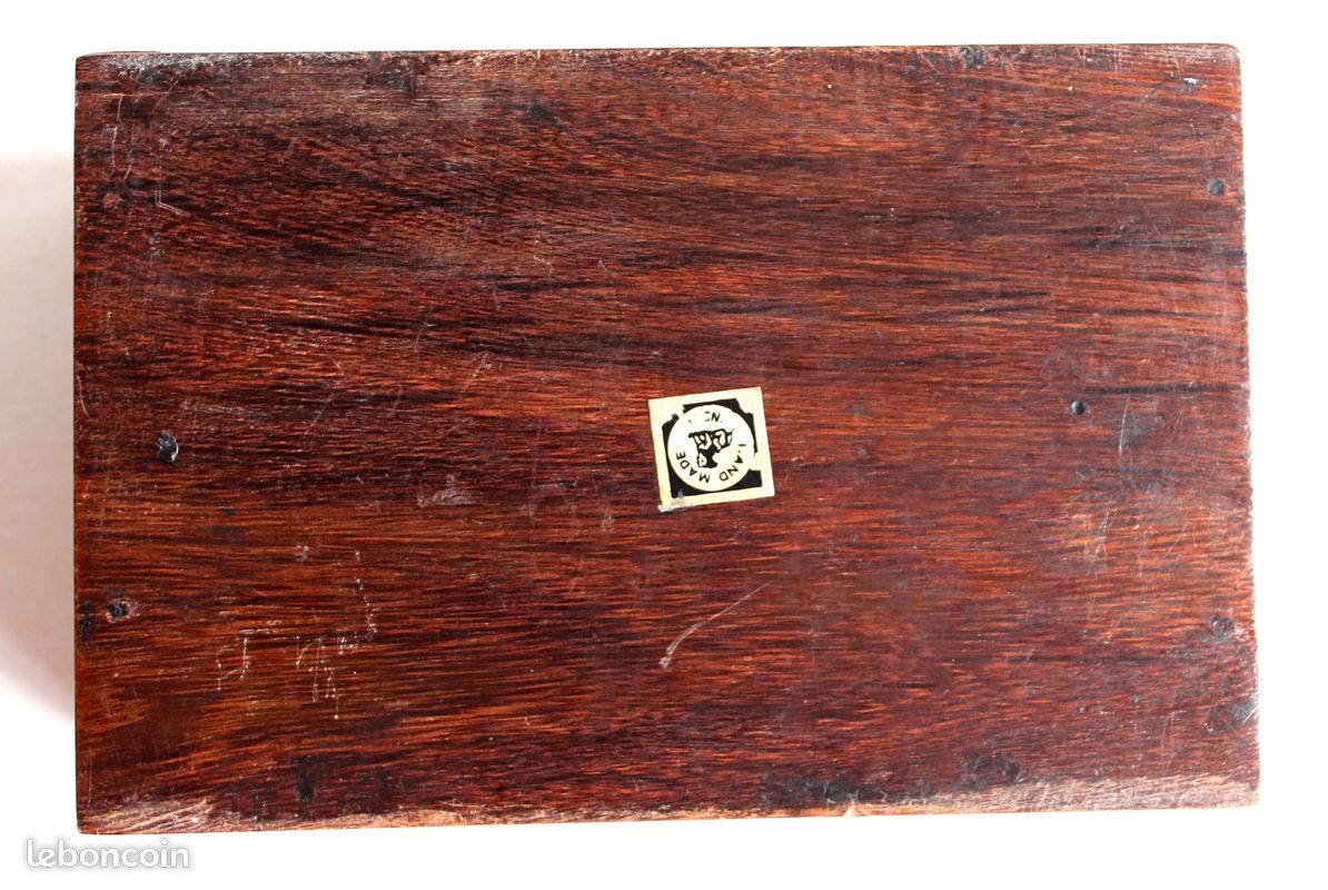 INDE, JOLI COFFRET BOITE, MARQUETERIE EN BOIS, DECOR FEMME et AGNEAU 15,5x10x6cm / ART DECORATIF ASIATIQUE ASIE (image 5)