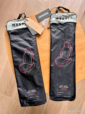 Flying Banner Lot De 2 Housses De Siège Avant Voiture Fibre Carbone Similicuir - Gris Avec Accoudoir