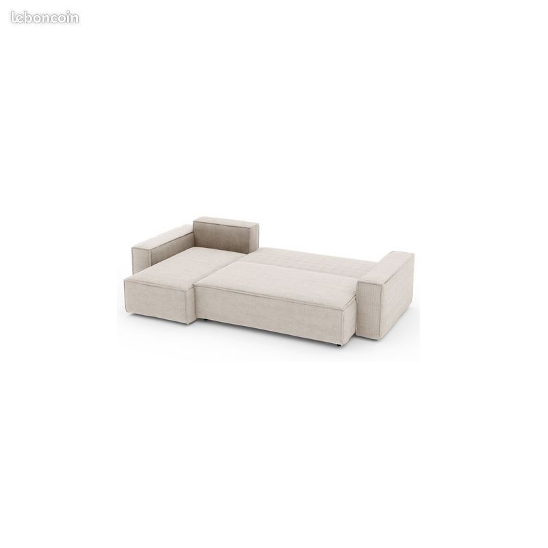 Canapé Alba convertible et coffre - Velours côtelé - Beige (image 4)