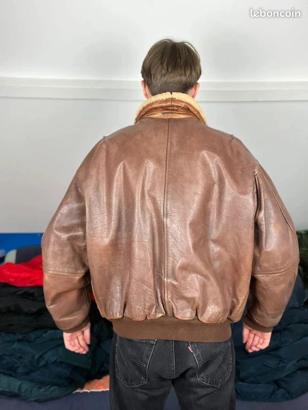 Blouson Aviateur Blouson Cuir Annee 80 Blouson Pilote Marron Type