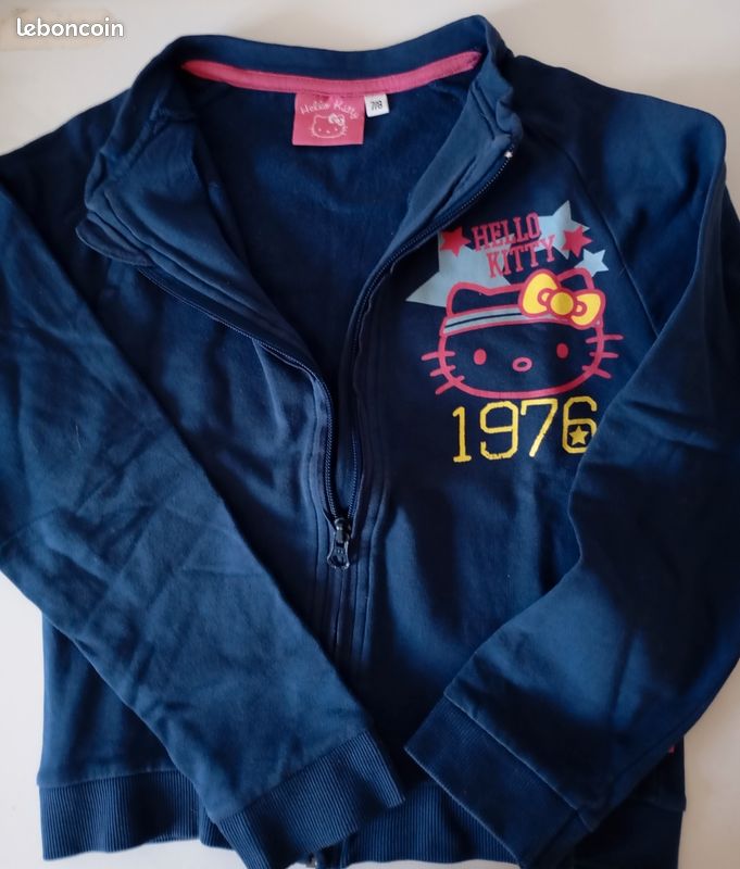 Ensemble veste et pantalon . 7/8 ans . Hello Kitty. Coton bleu et imprimé . Très bon état (image 7)