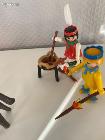 Set Playmobil Vintage Western Indiens 1976 - Réf. 3355 - Complet Avec Personnage, Marmite, Canoë - Occasion