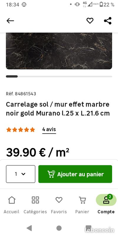 Carrelage hexagonale noir gold (image 3)