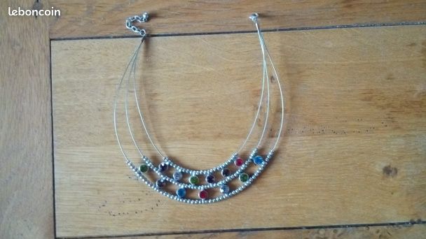 Collier rigide fantaisie ras de cou multicolore (image 2)