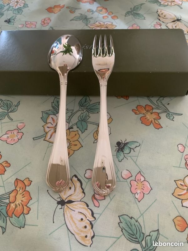 Lot de 2 couverts dessert enfant. Modèle Océane. Marque Christofle (image 2)