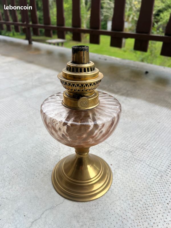 Pied De Lampe Vintage En Laiton Et Verre, Style Rétro, Années 50, Bronze