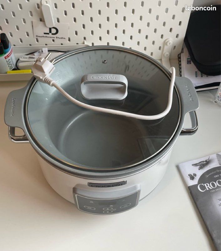 Crockpot Mijoteuse Sauteuse Électrique Programmable 5L - Revêtement DuraCeramic Antiadhésif - Blanche
