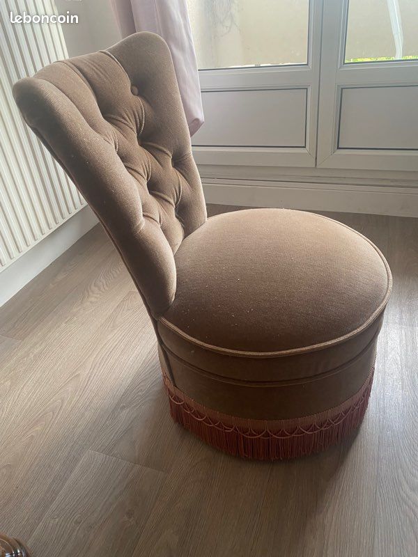 Fauteuil velours vieux rose (image 2)