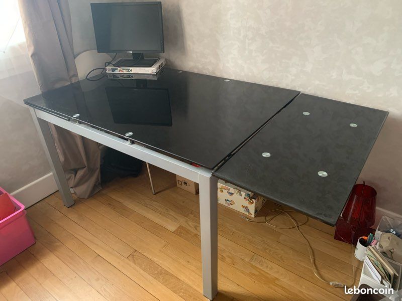 Table rallonge en verre - noire (image 3)