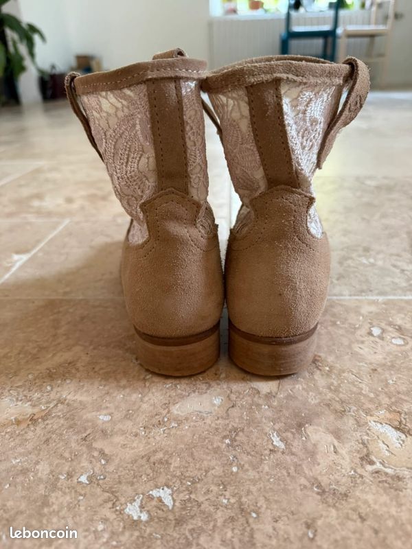 Bottes Cowboy Gianni Barbato En Daim Beige Taille 37 - Portées Une Fois, Excellent état