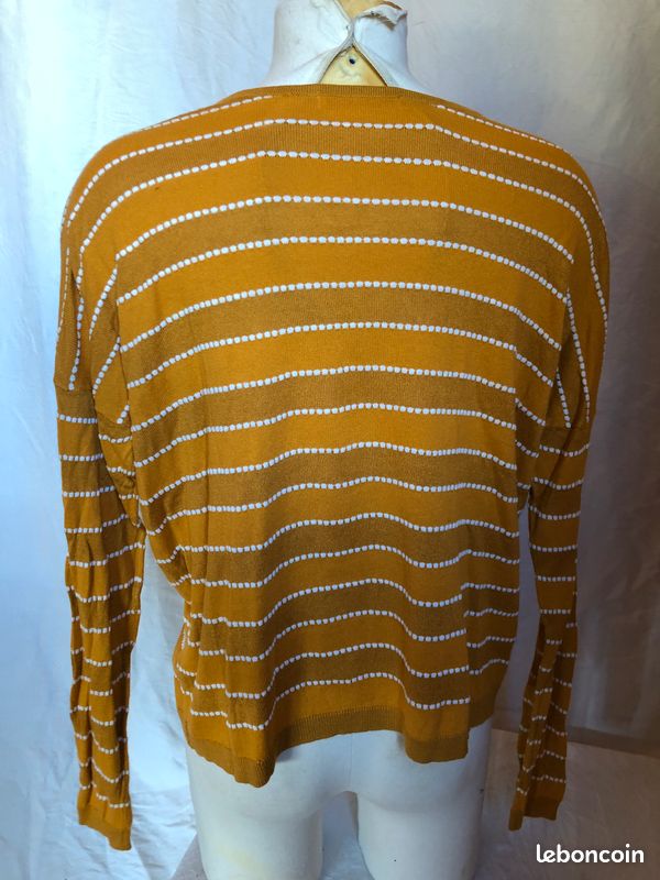 Pull Jaune moutarde à rayures blanche Camaïeu (image 5)