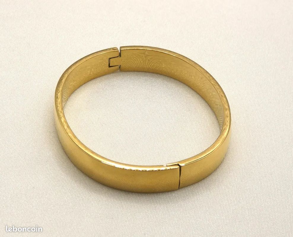 Bracelet Jonc Large Doré Acier Inoxydable - Style Rétro Vintage Pour Femme - Neuf Sans Boîte