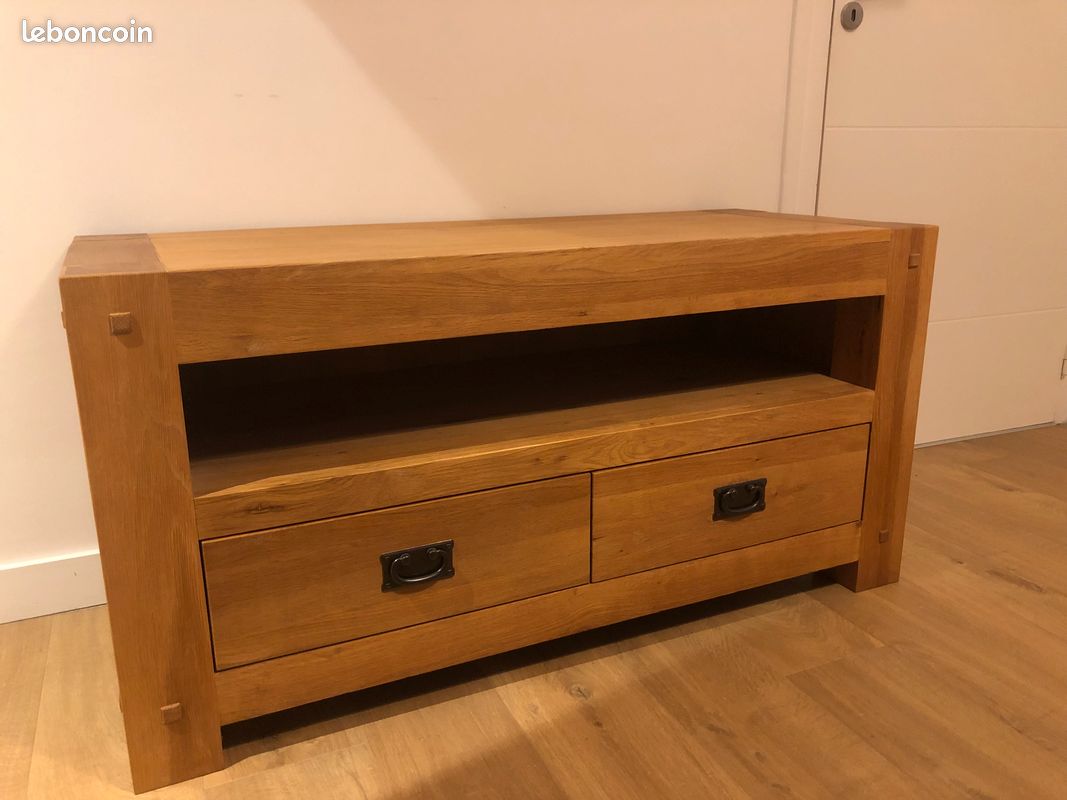 Meuble TV chêne massif 120 cm (image 1)