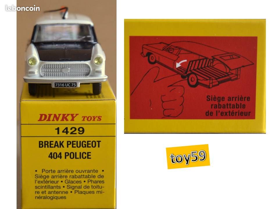 DINKY TOYS ATLAS 1429 Peugeot 404 Police 1/43 - Collection