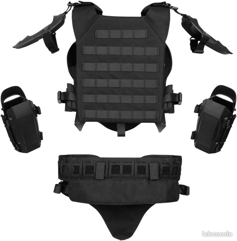 Gilet Tactique Militaire Airsoft - Plastron De Protection Paintball - Noir