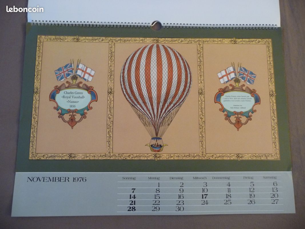 Calendrier rare I.Teil de 1976 ballons dIrigeables et mongolfieres avec photos allemandes (image 15)