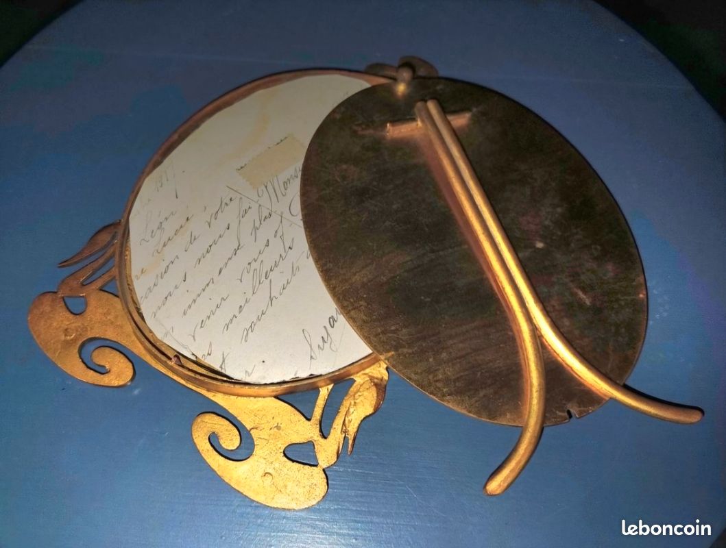 Art nouveau ancien cadre photo ciselé de feuillages en bronze massif début XXe Antiquité (image 11)