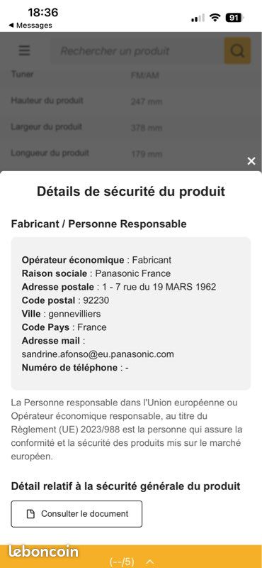 CHAINE HIFI Panasonic Stereo AM/FM 5CDS Changer + Cassette (image 12)