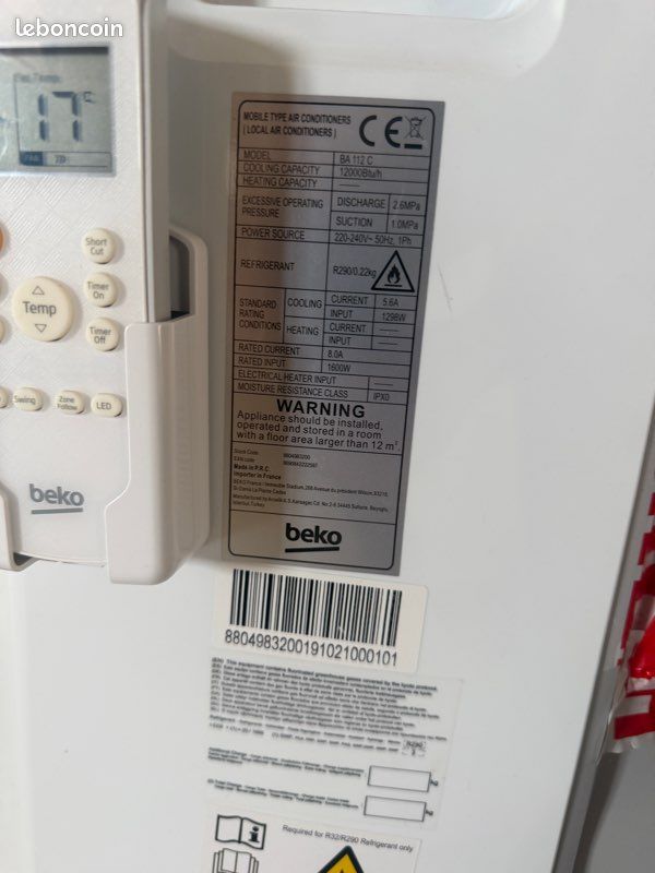 Climatiseur beko climatisation mobile prêt à usage (image 3)