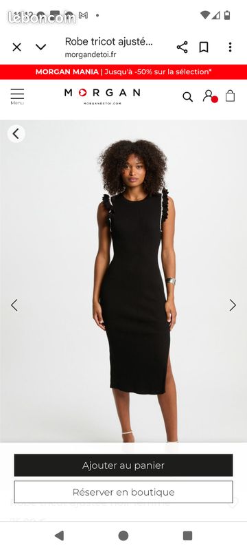 Robe Tube Noire Morgan à œillets Dorés, Taille S (36), Occasion Très Bon état
