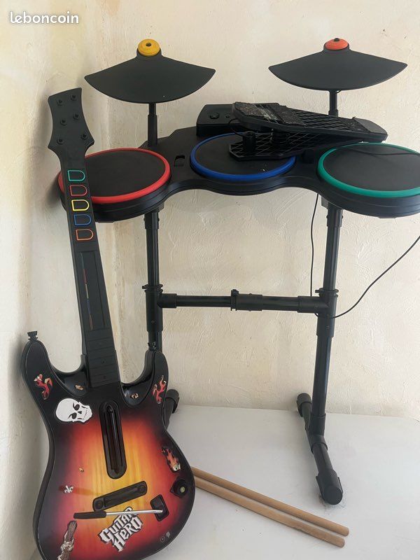 Guitare + batterie Guitar Hero xbox360 (image 1)