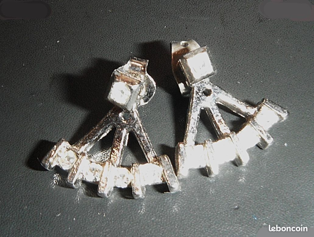 Boucles d oreilles Chorange -clips strass - vintage - années 80 Argenté Métal - Vendu