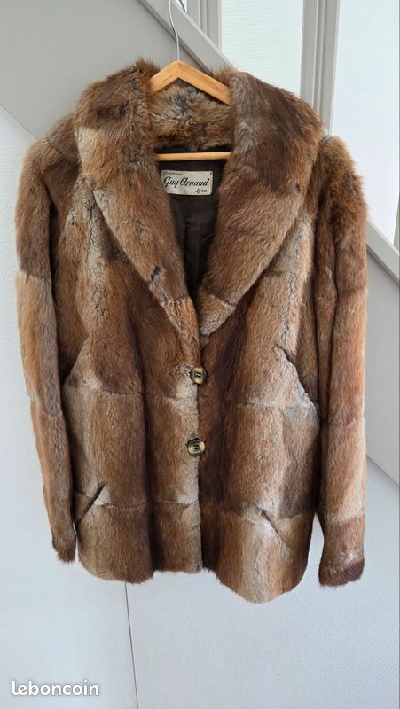 Veste En Fourrure De Lapin D'élevage Marron - Taille 38/40, Neuve Sans étiquette, Made In France