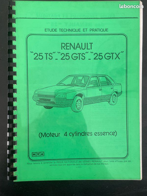Revue Technique Automobile Renault 25 V6 Injection - Livre Atelier - Études
