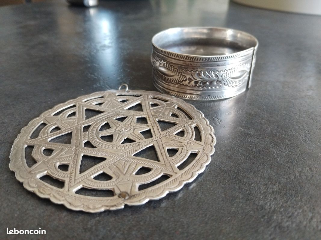 Bracelet Oriental En Argent Poinçonné - Bijou Ethnique Ancien Et élégant - Occasion