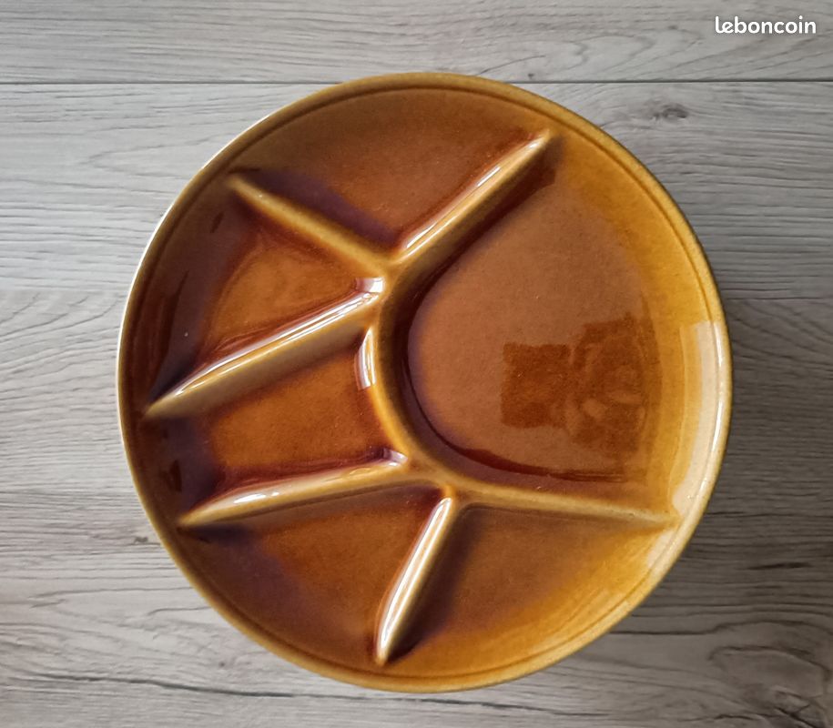 Lot De 6 Assiettes à Fondue – Céramique Marron – Diamètre 24 Cm – Petit Vallauris