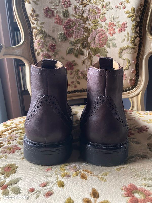 Bottines Homme Marco Bonelli En Cuir Noir - Boucle Décorative - Taille 42 - Neuf Avec Boîte