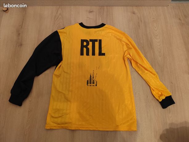 Maillot Coupe de France porté N°3 année 90 RTL taille L adidas bleu - ARGUS FOOT & SPORTS
