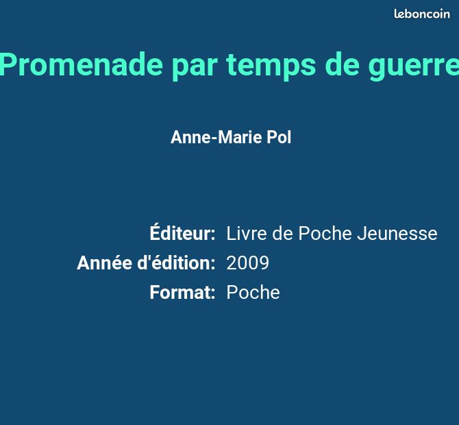 Promenade Par Temps De Guerre - Anne-Marie Pol - Livres