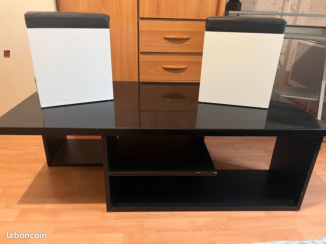Table basse + pouf en cuir (image 5)